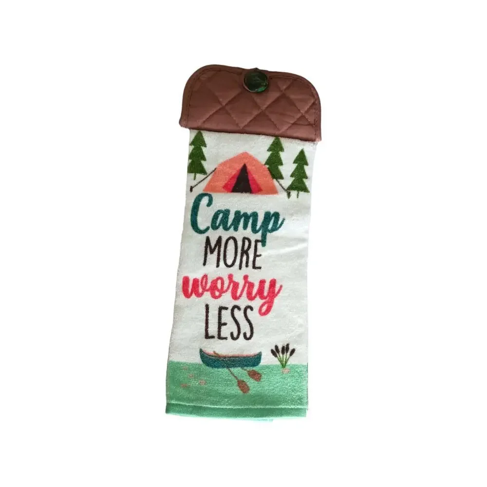 Handmade Camp More Worry Less Kitchen Towel Home Decor Brown Camping Summer RV